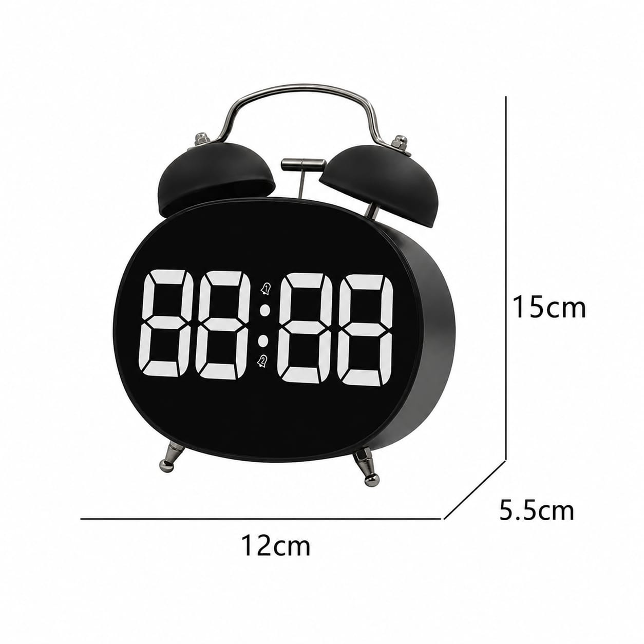 RELOJ DESPERTADOR DIGITAL LED ESTILO VINTAGE CAMPANA PANTALLA GRANDE - 2