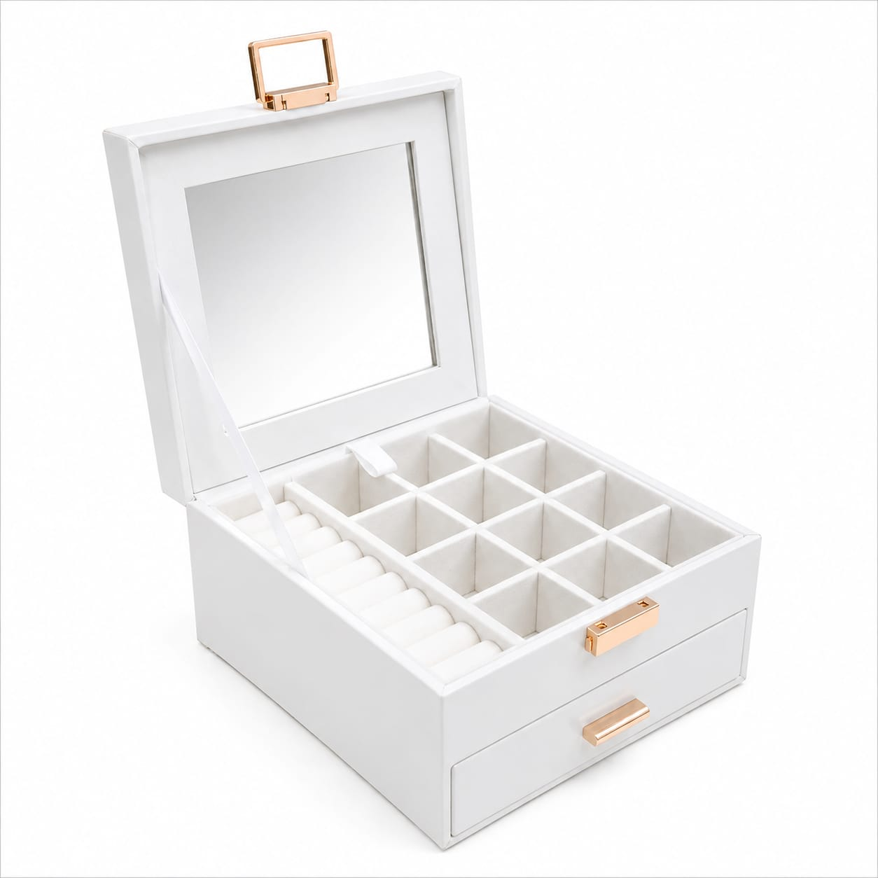JOYERO ORGANIZADOR PREMIUM CON ESPEJO Y CAJÓN – DISEÑO ELEGANTE COMPACTO - 1