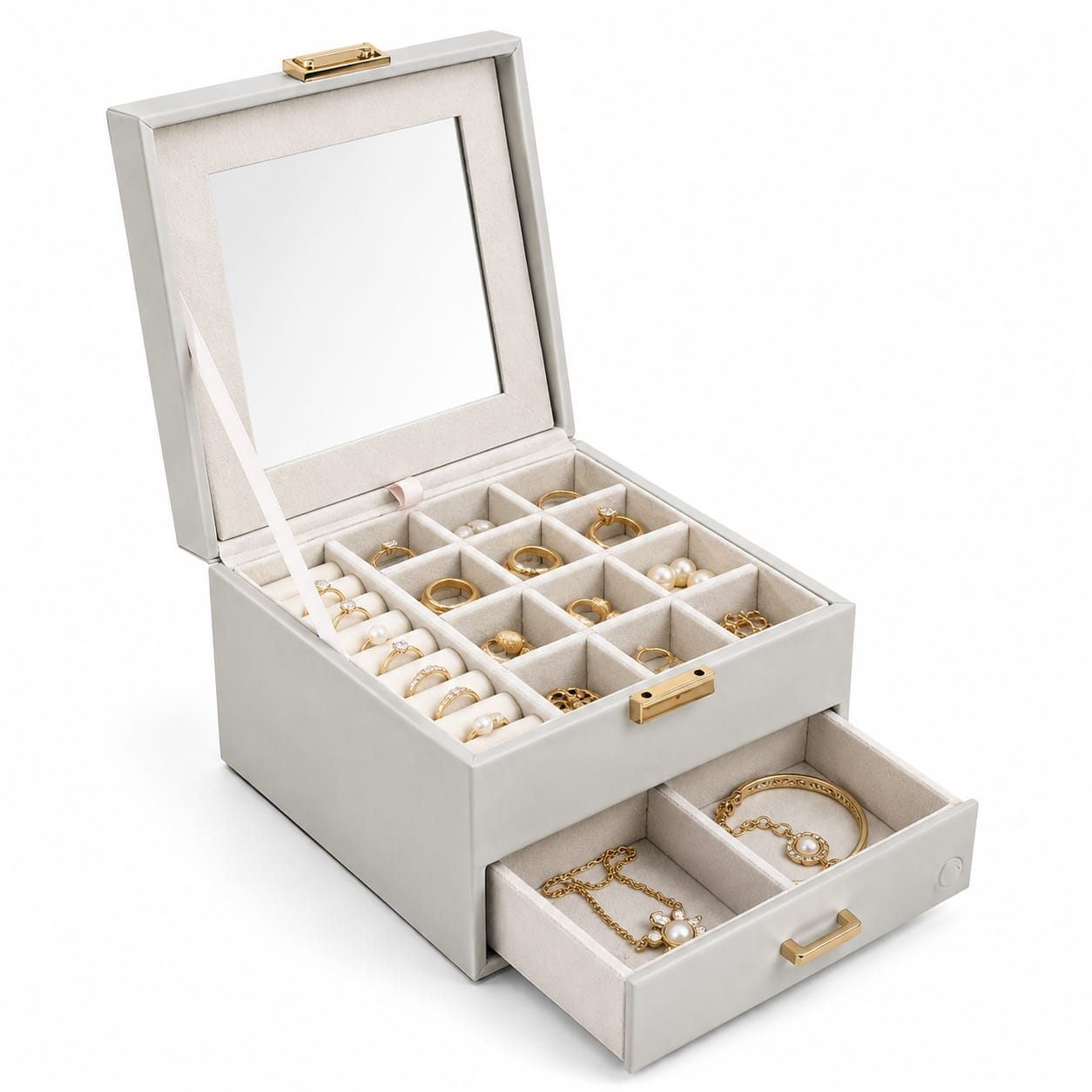 JOYERO ORGANIZADOR PREMIUM CON ESPEJO Y CAJÓN – DISEÑO ELEGANTE COMPACTO - 2