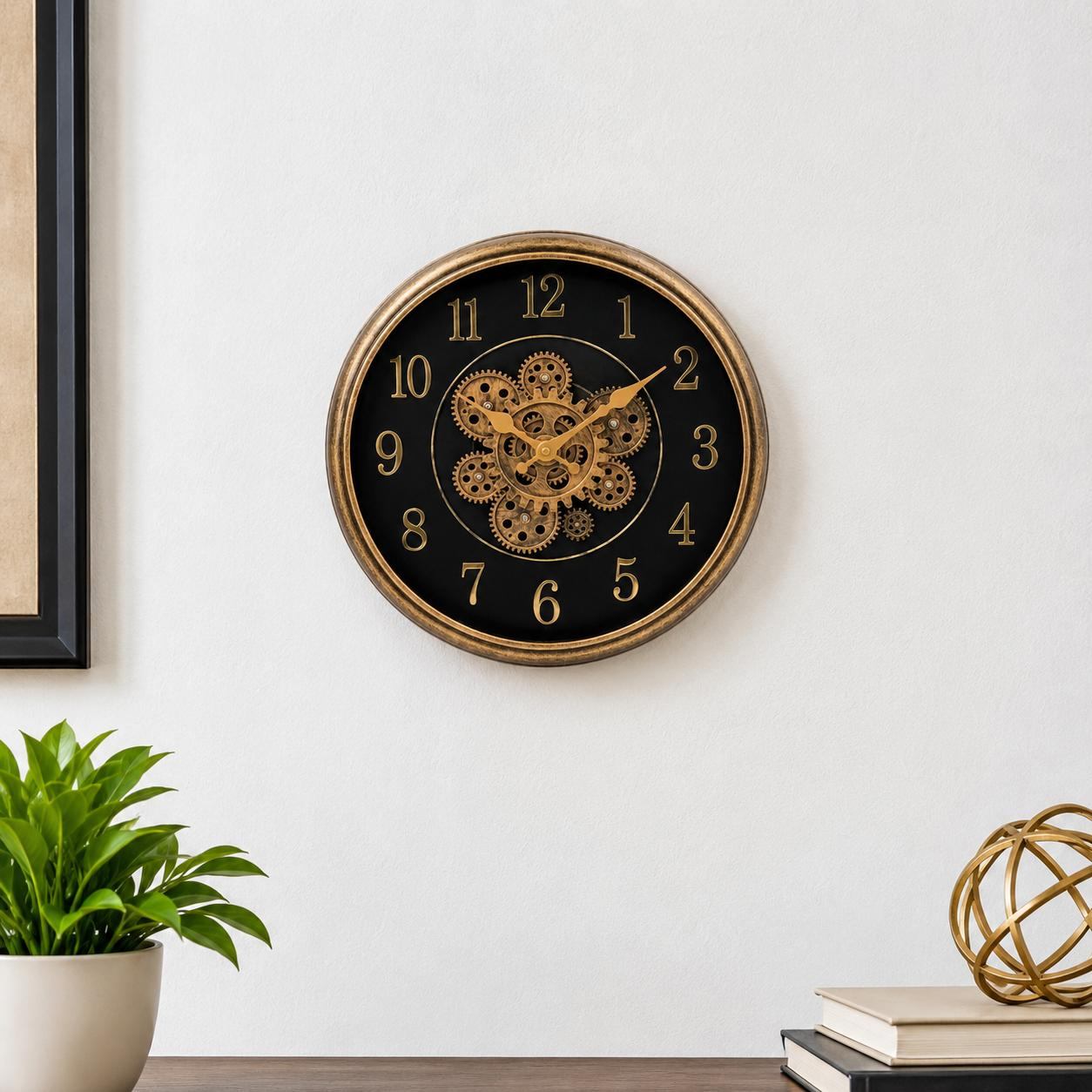 RELOJ DE PARED DECORATIVO CON ENGRANAJES 34X34 CM - 2