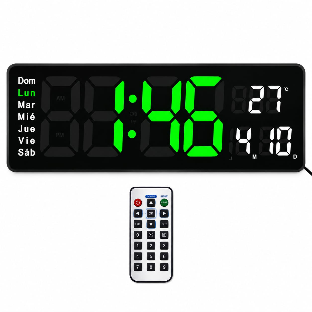 RELOJ DIGITAL LED 40X13 CM CON CRONÓMETRO, TEMPORIZADOR Y ALARMA - 1