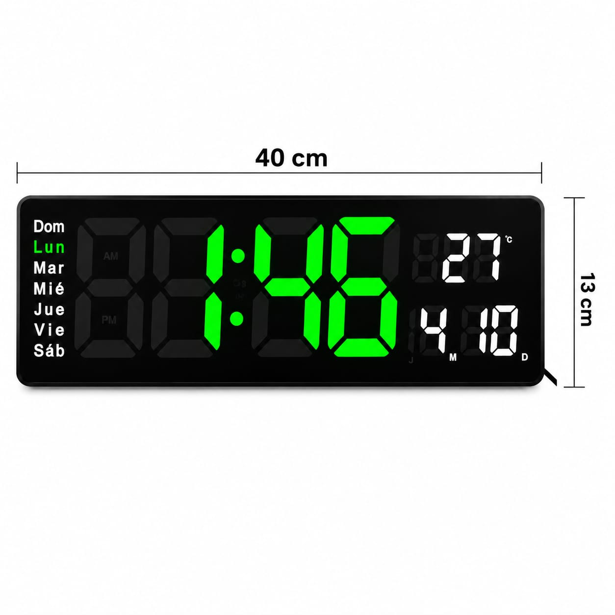 RELOJ DIGITAL LED 40X13 CM CON CRONÓMETRO, TEMPORIZADOR Y ALARMA - 3