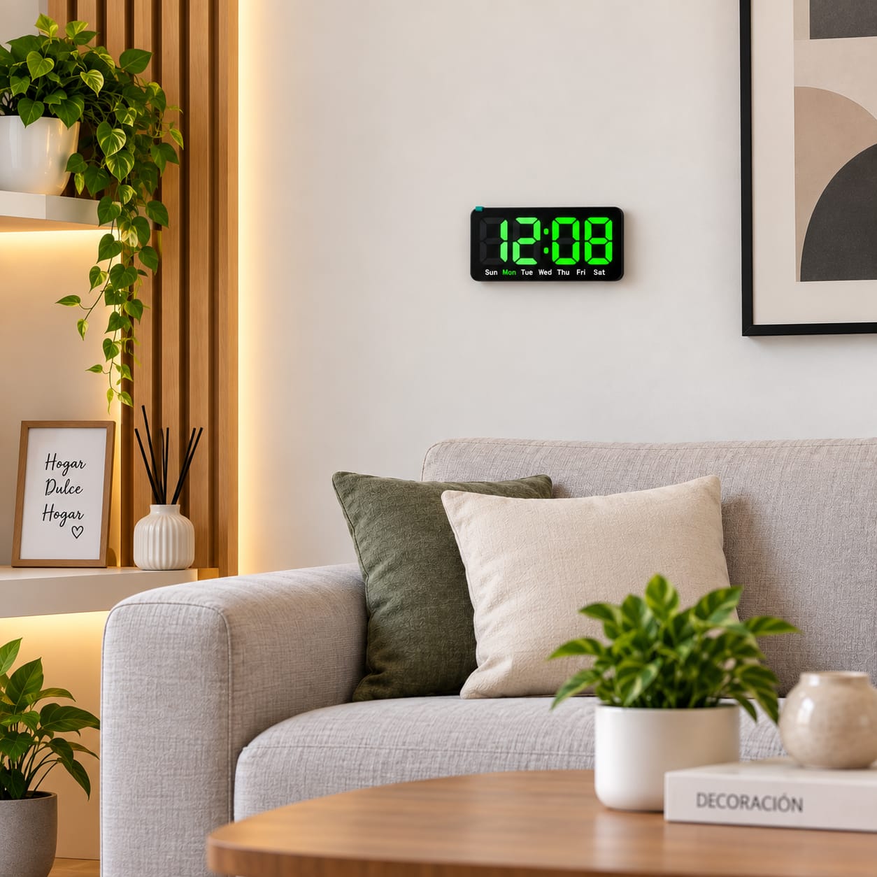RELOJ DIGITAL LED DE PARED Y MESA 26X13 CM – PANTALLA GRANDE - 3