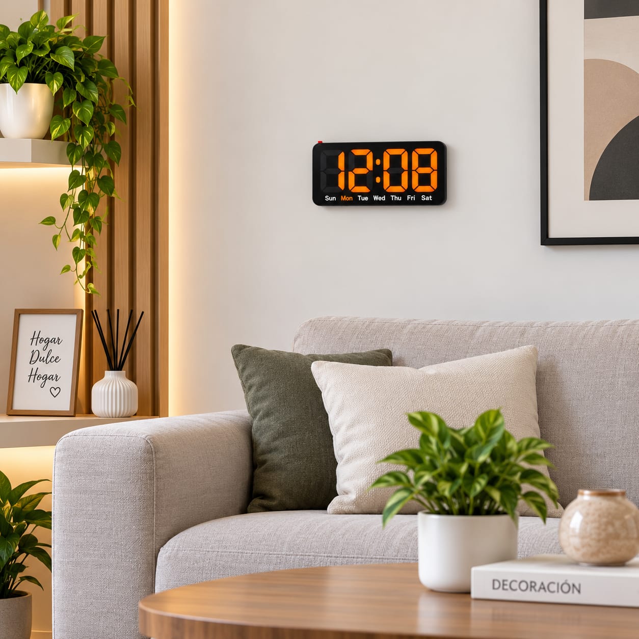 RELOJ DIGITAL LED DE PARED Y MESA 26X13 CM – PANTALLA GRANDE - 3