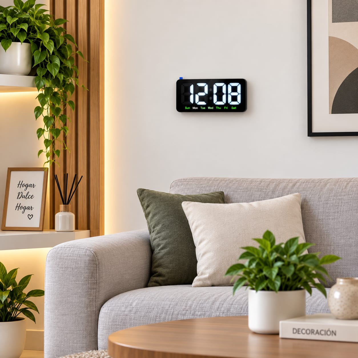 RELOJ DIGITAL LED DE PARED Y MESA 26X13 CM – PANTALLA GRANDE - 3