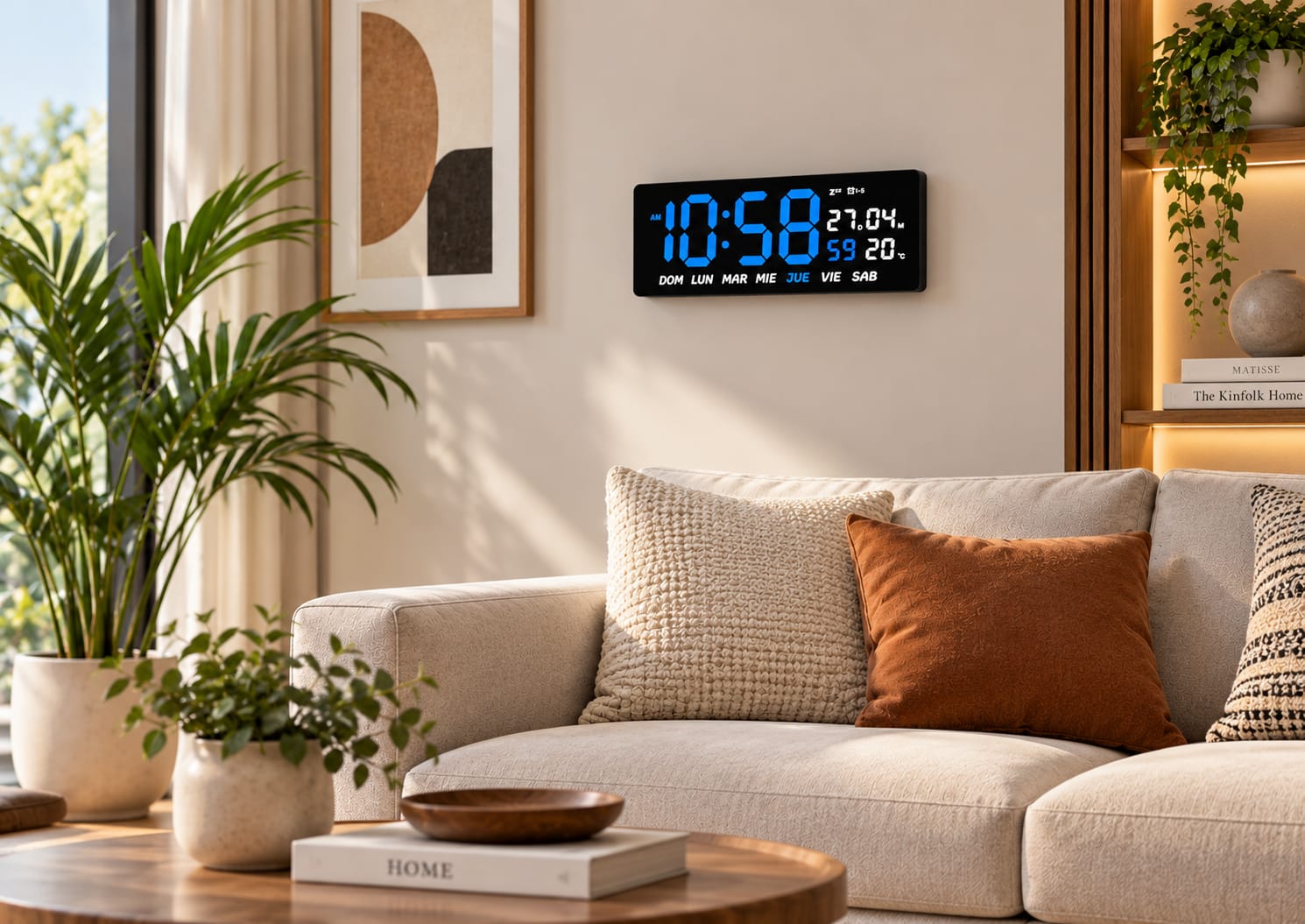 RELOJ DIGITAL LED GRANDE DE PARED Y MESA 36X16 CM CON CALENDARIO Y TEMPERATURA - 3