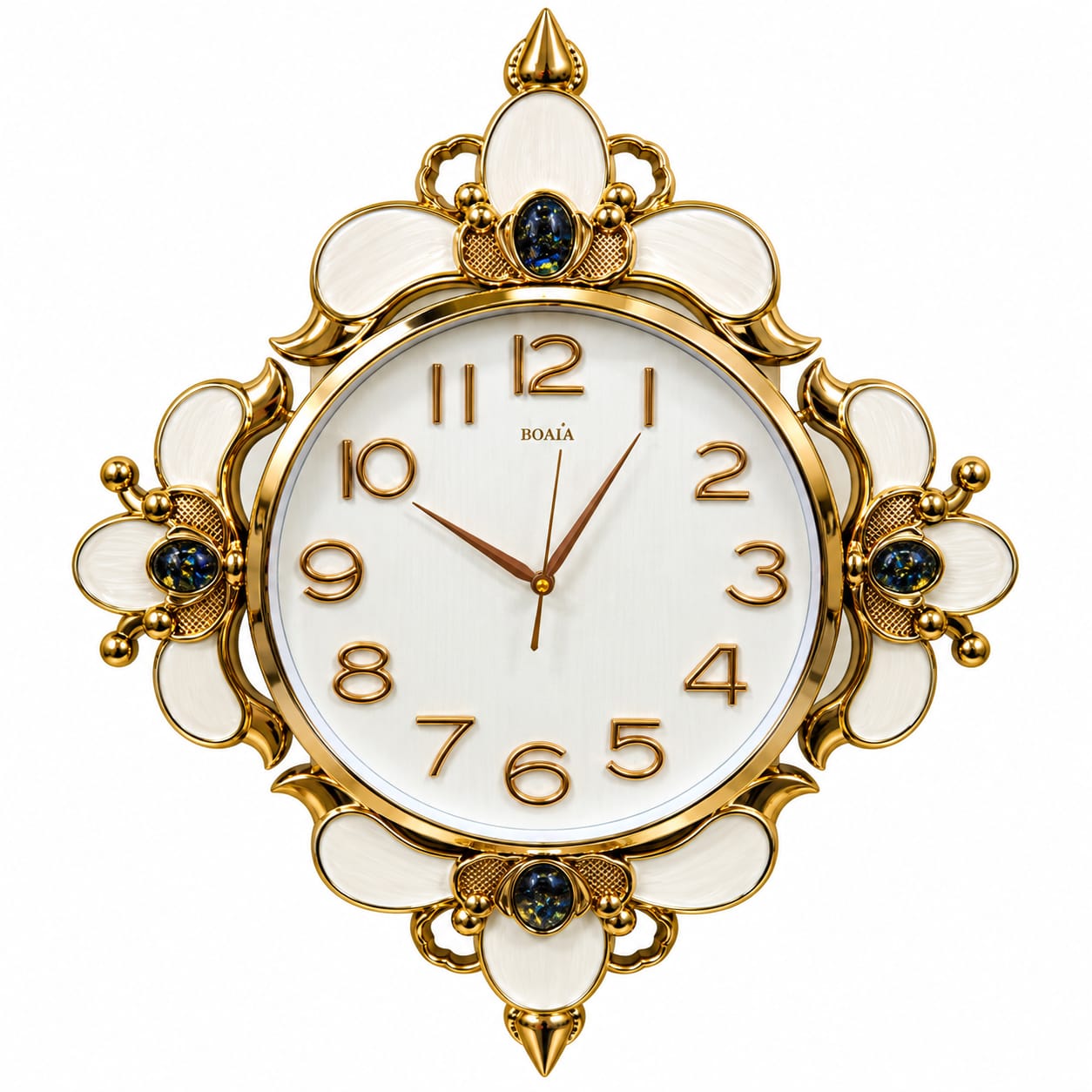 RELOJ DE PARED DECORATIVO ELEGANTE DORADO CON DISEÑO FLORAL – 57X74 CM - 1