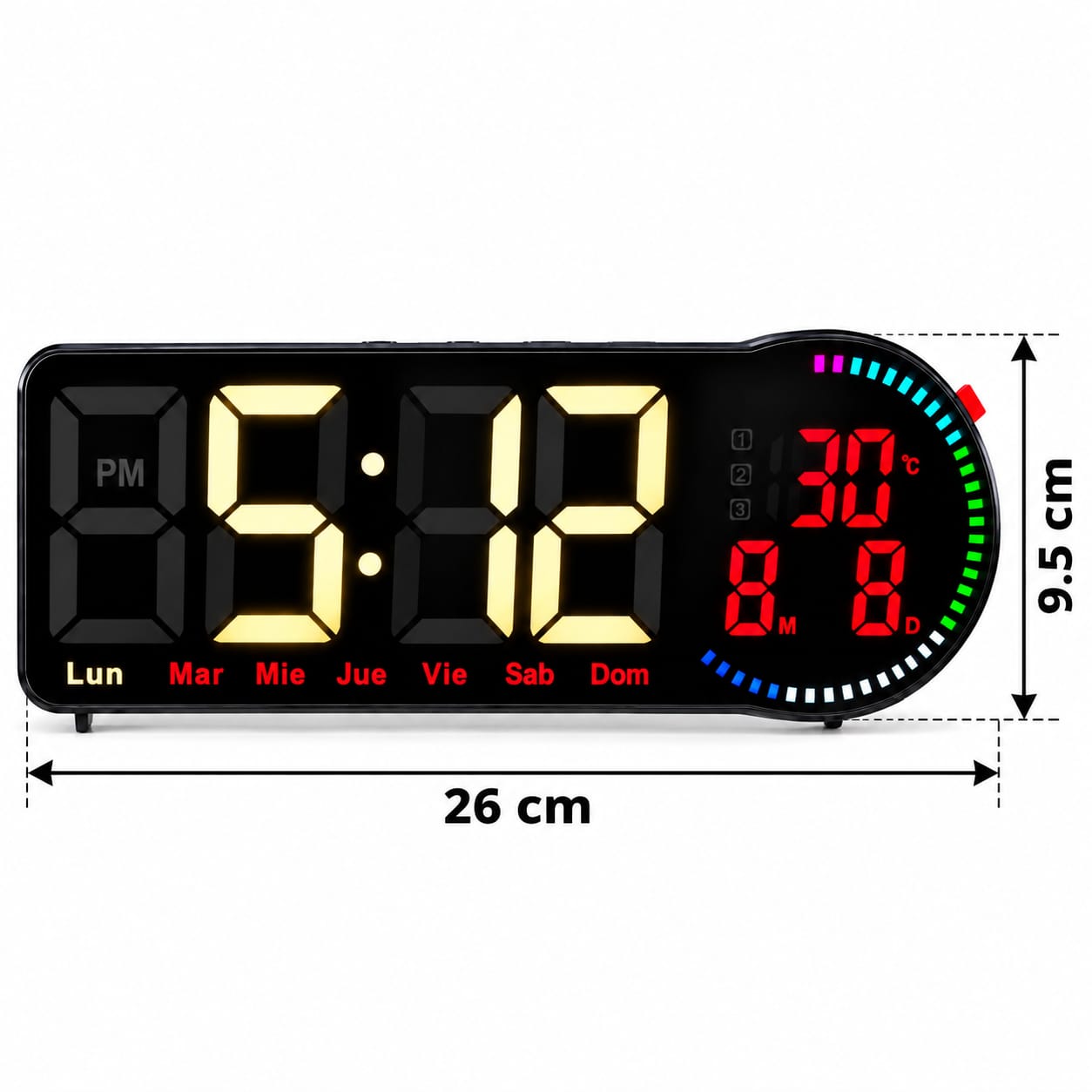 RELOJ DIGITAL LED DE MESA Y PARED 26X9.5 CM CON TEMPERATURA, CALENDARIO Y ALARMA - 2