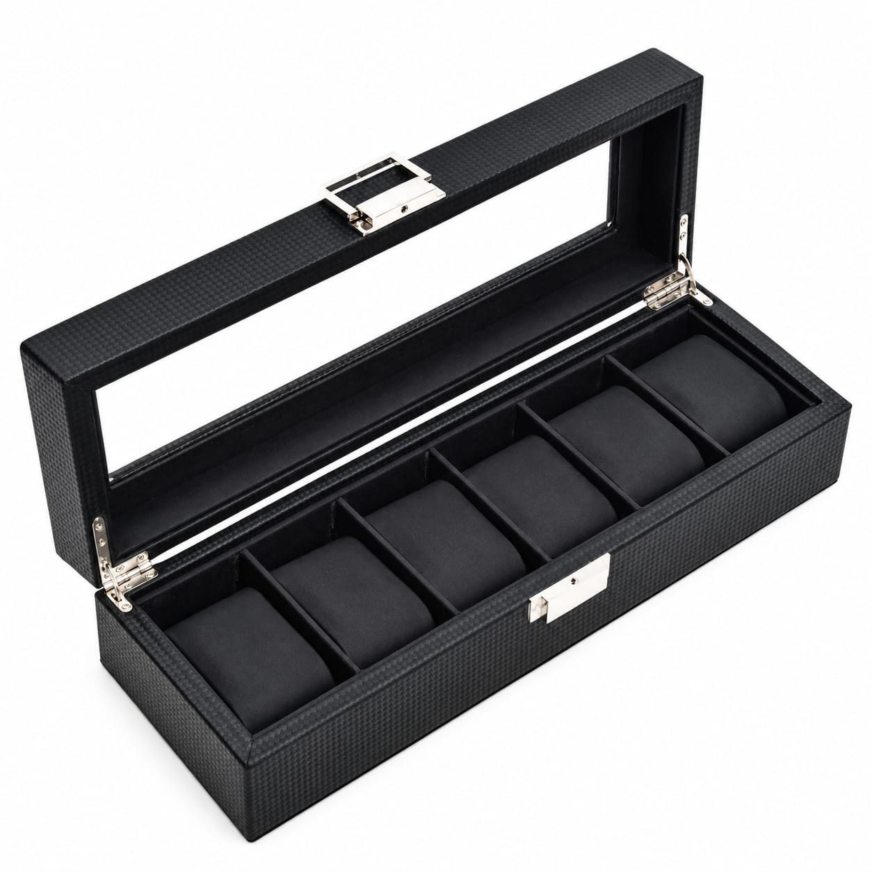 CAJA ORGANIZADORA DE PORTA RELOJES DE FIBRA DE CARBONO PARA 6 RELOJES - 2