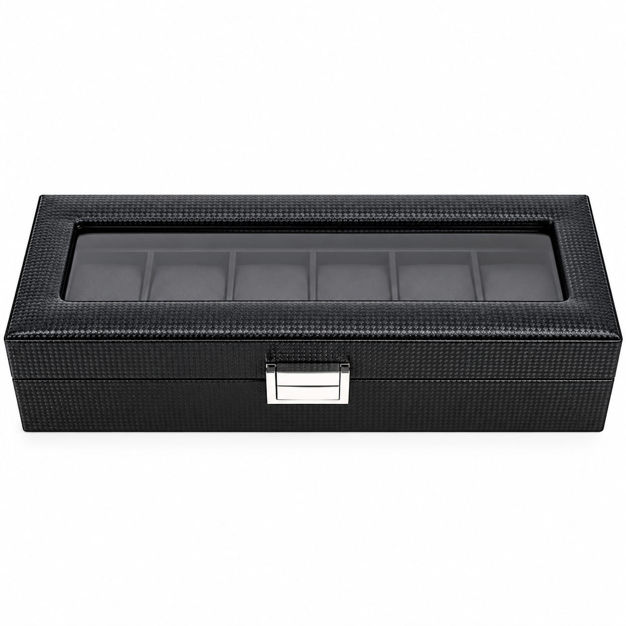 CAJA ORGANIZADORA DE PORTA RELOJES DE FIBRA DE CARBONO PARA 6 RELOJES - 3