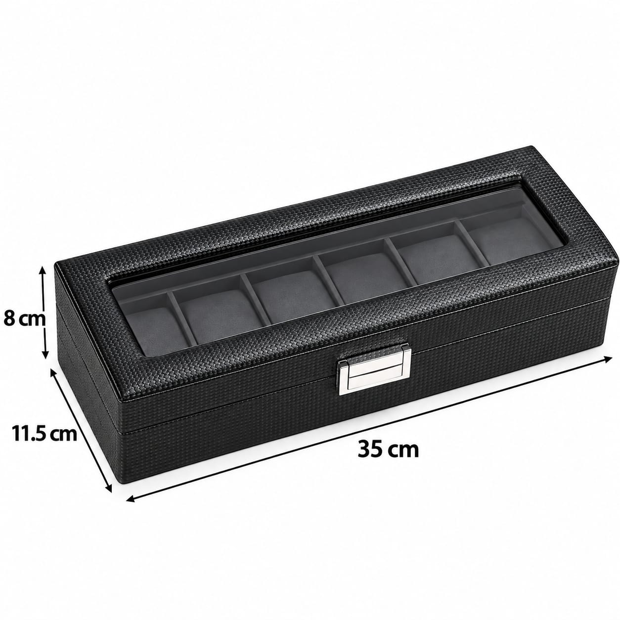 CAJA ORGANIZADORA DE PORTA RELOJES DE FIBRA DE CARBONO PARA 6 RELOJES - 4