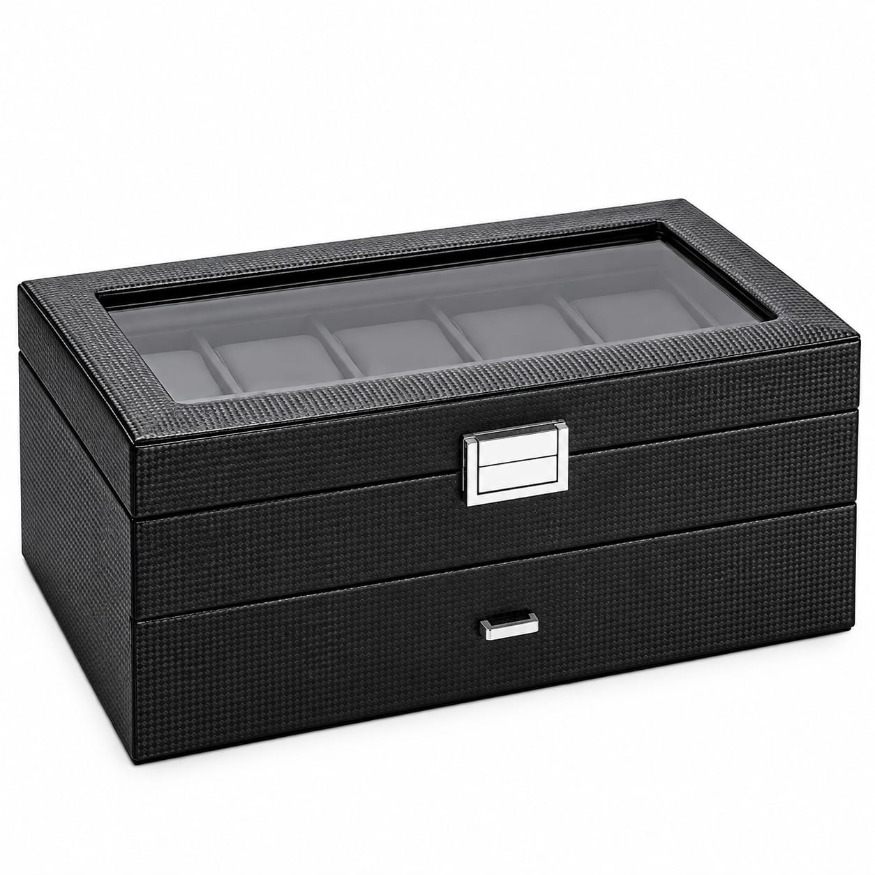 CAJA ORGANIZADORA PORTA RELOJES DE FIBRA DE CARBONO PARA 24 RELOJES - 3