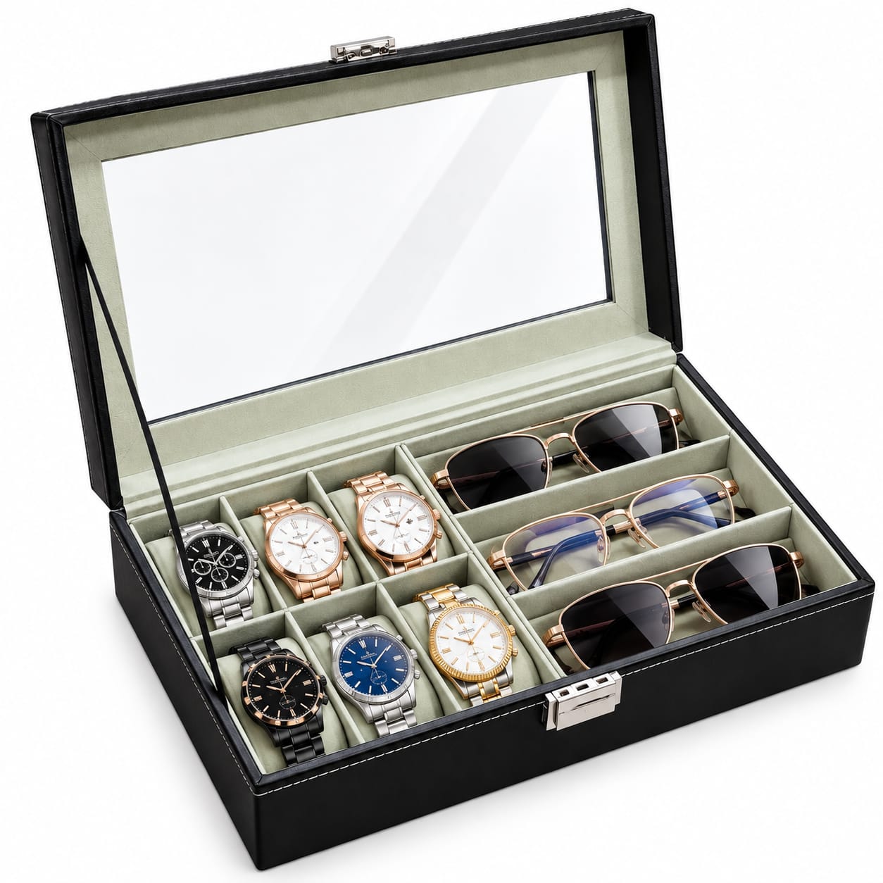 CAJA ORGANIZADORA PARA 6 RELOJES Y 3 LENTES - 1