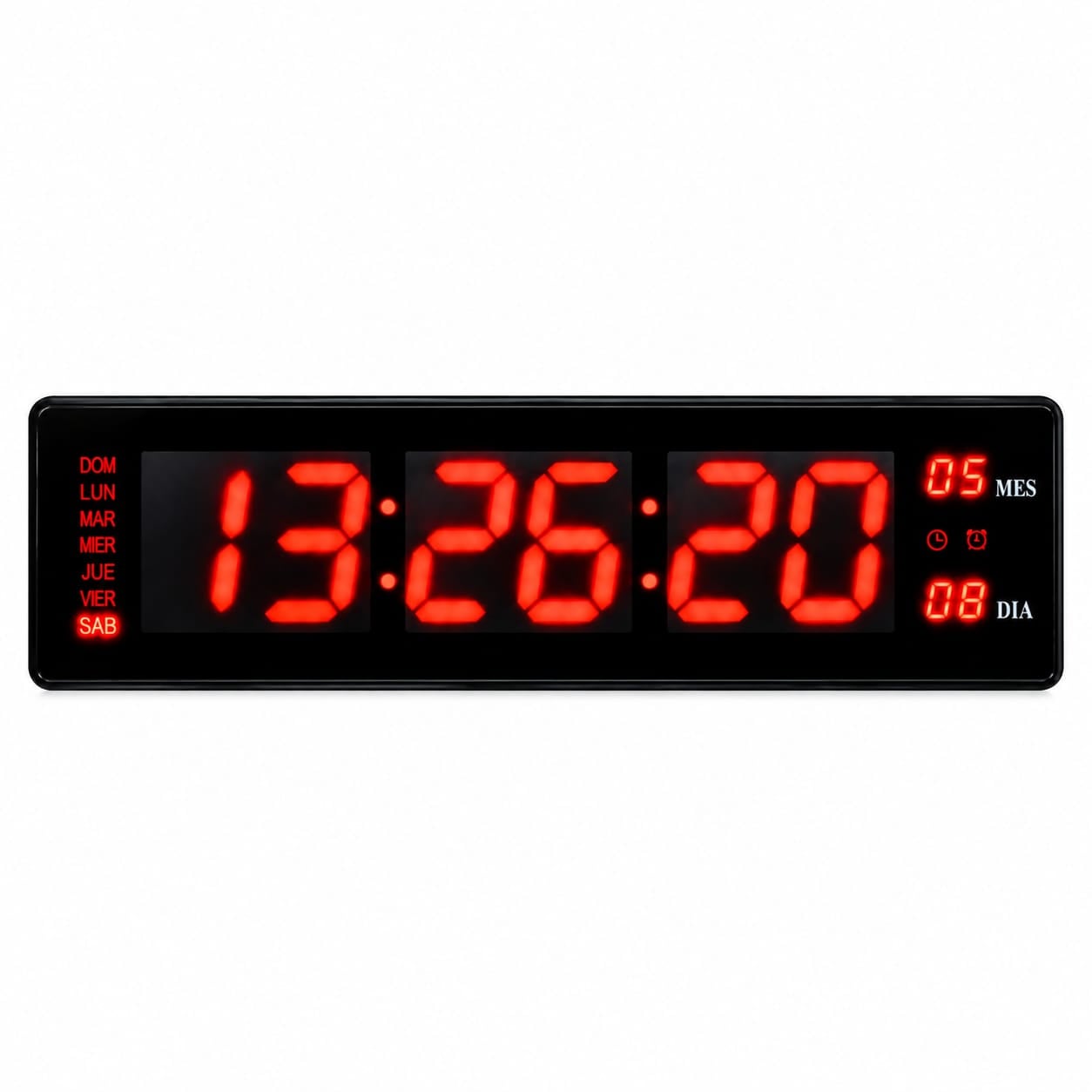 RELOJ DIGITAL LED DE PARED 50X14CM CON CRONÓMETRO, TEMPORIZADOR Y CONTROL REMOTO - 1