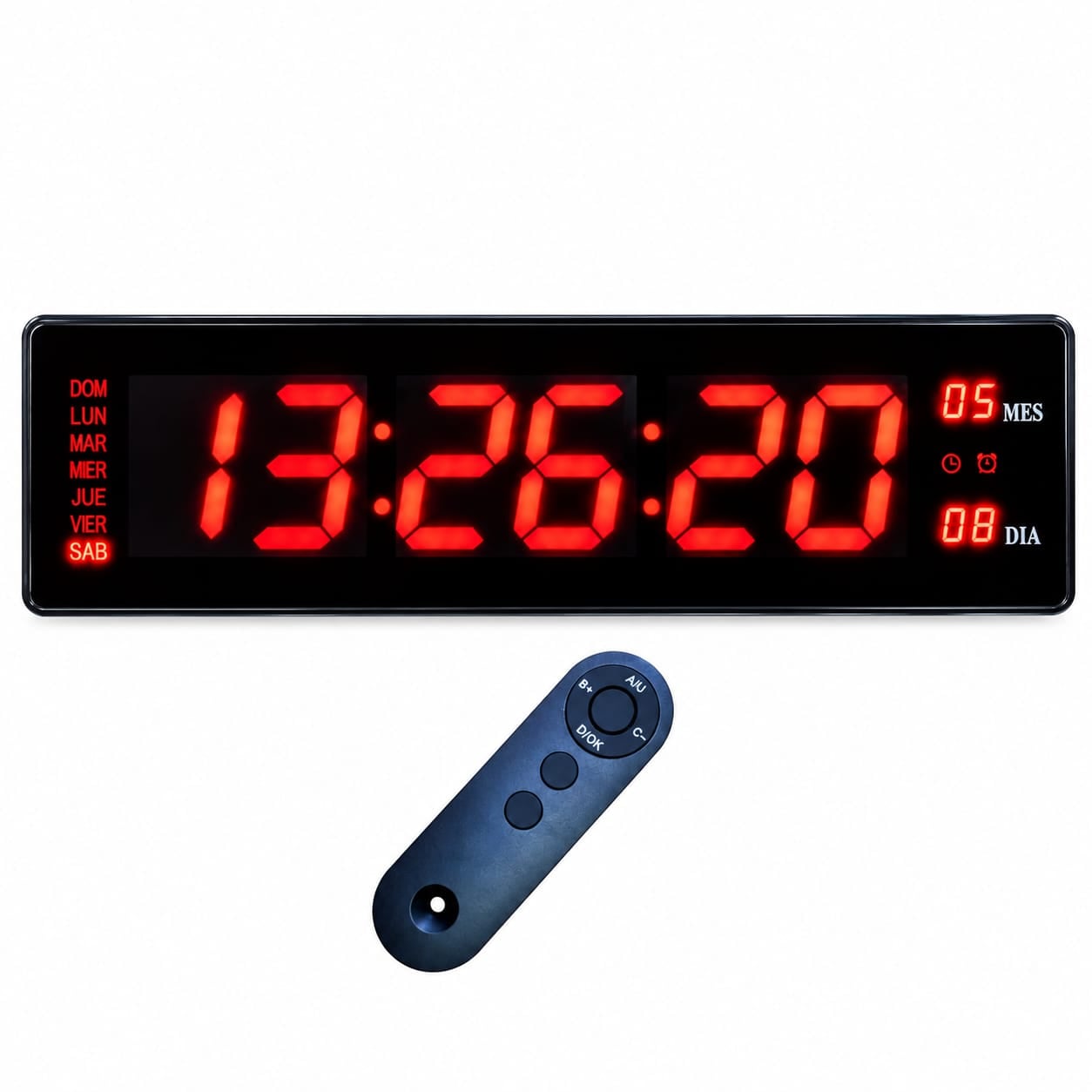 RELOJ DIGITAL LED DE PARED 50X14CM CON CRONÓMETRO, TEMPORIZADOR Y CONTROL REMOTO - 2