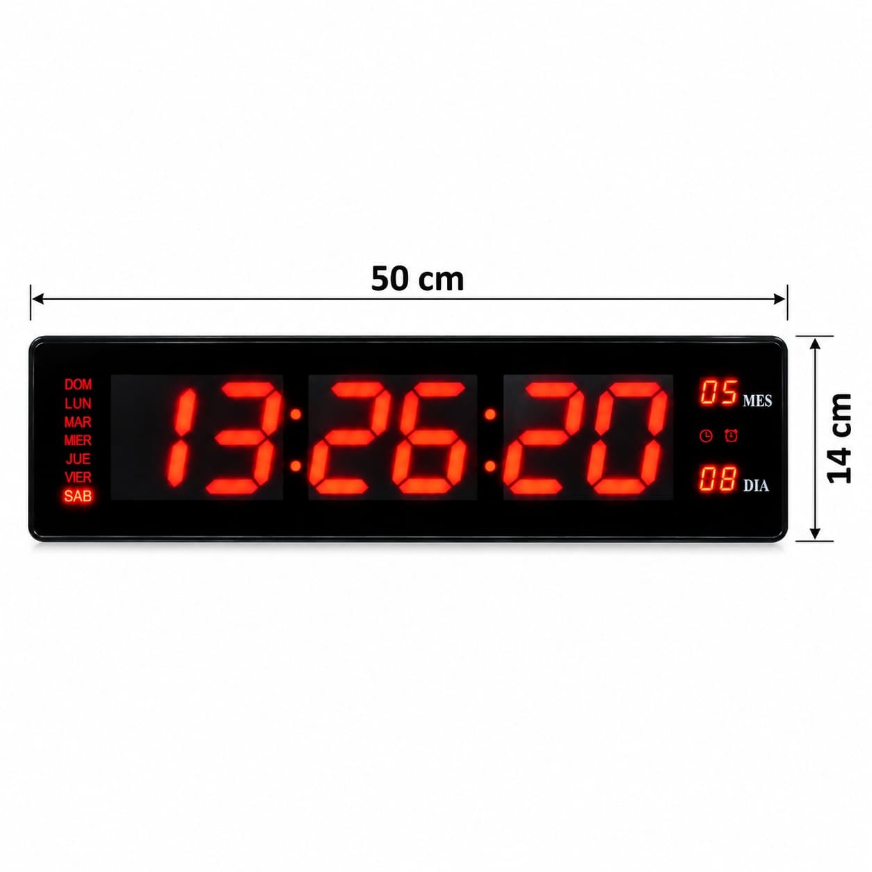 RELOJ DIGITAL LED DE PARED 50X14CM CON CRONÓMETRO, TEMPORIZADOR Y CONTROL REMOTO - 3