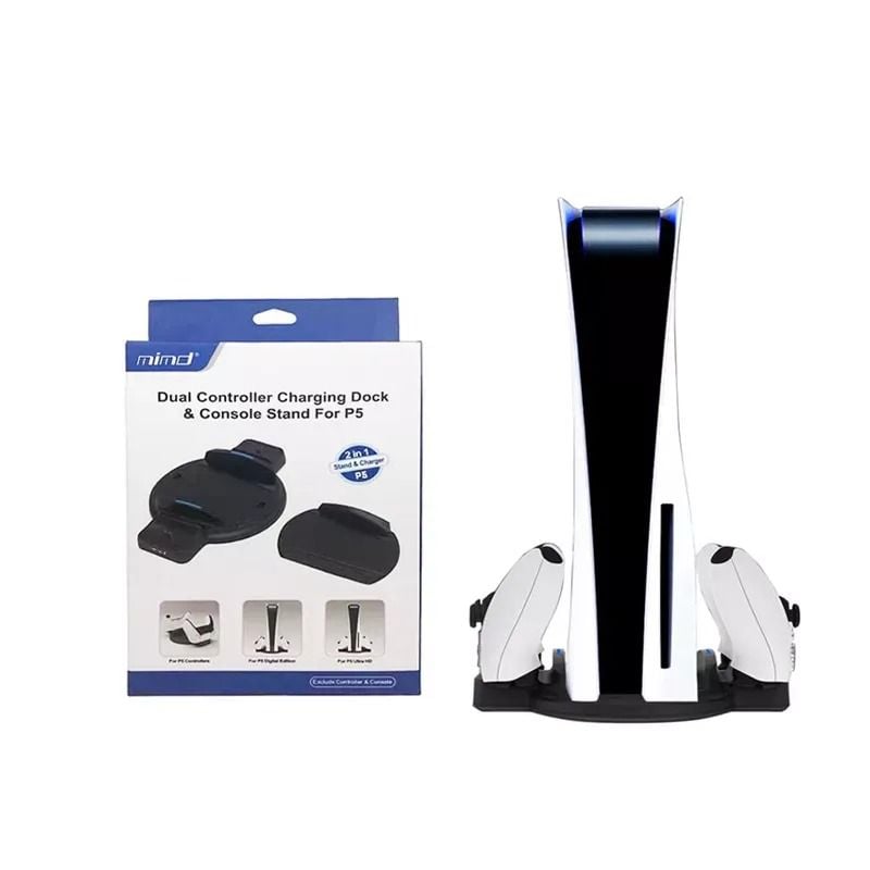 BASE DE CARGA DOBLE Y SOPORTE DE CONSOLA PARA MANDO PLAY STATION 5 PS5 - 1