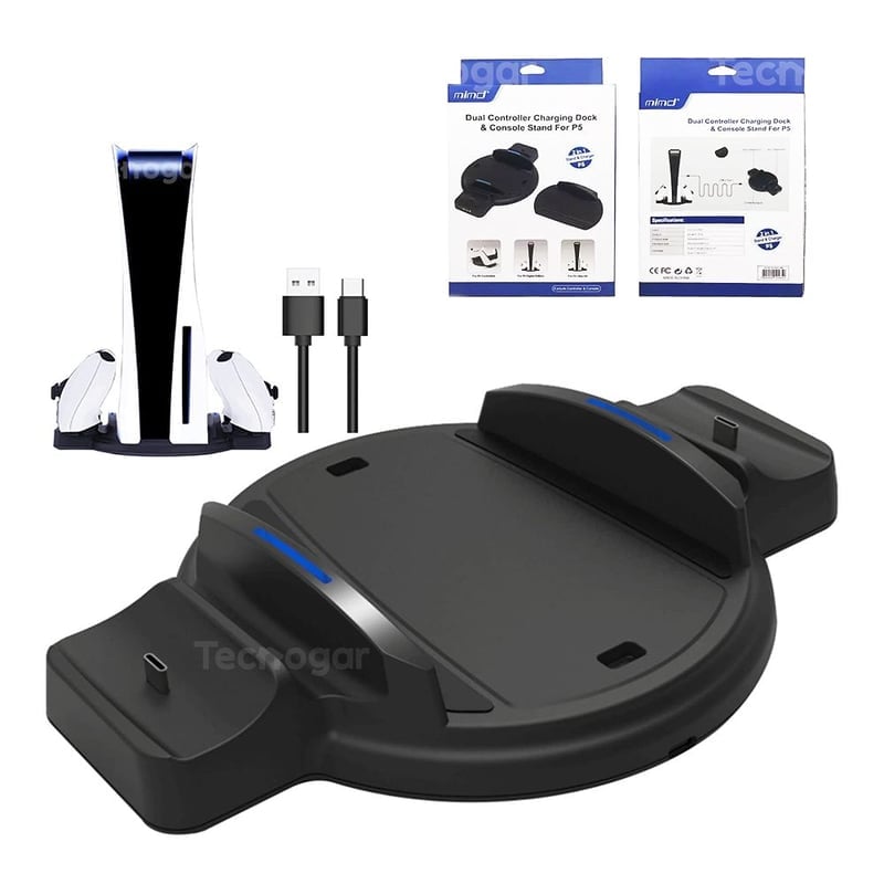 BASE DE CARGA DOBLE Y SOPORTE DE CONSOLA PARA MANDO PLAY STATION 5 PS5 - 1