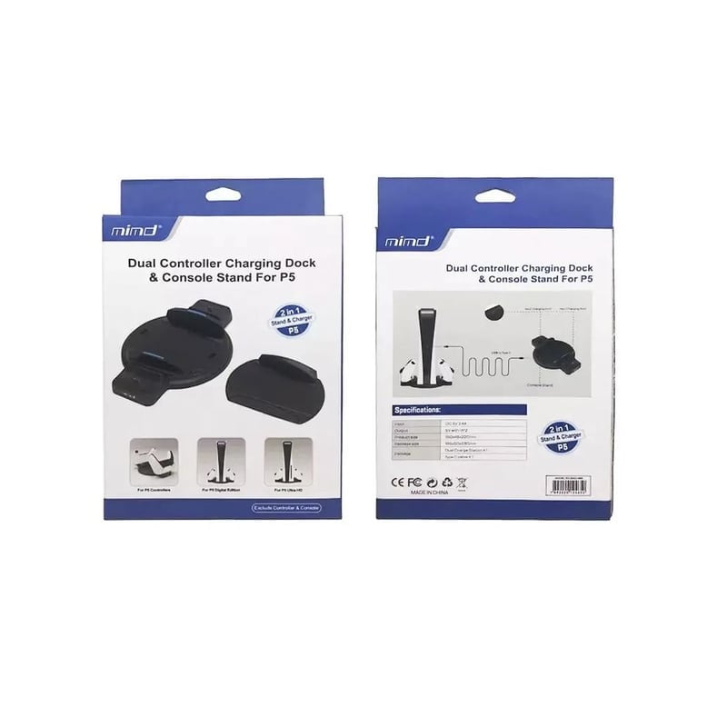 BASE DE CARGA DOBLE Y SOPORTE DE CONSOLA PARA MANDO PLAY STATION 5 PS5 - 2