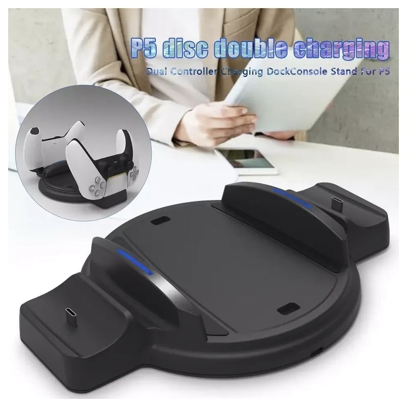 BASE DE CARGA DOBLE Y SOPORTE DE CONSOLA PARA MANDO PLAY STATION 5 PS5 - 4