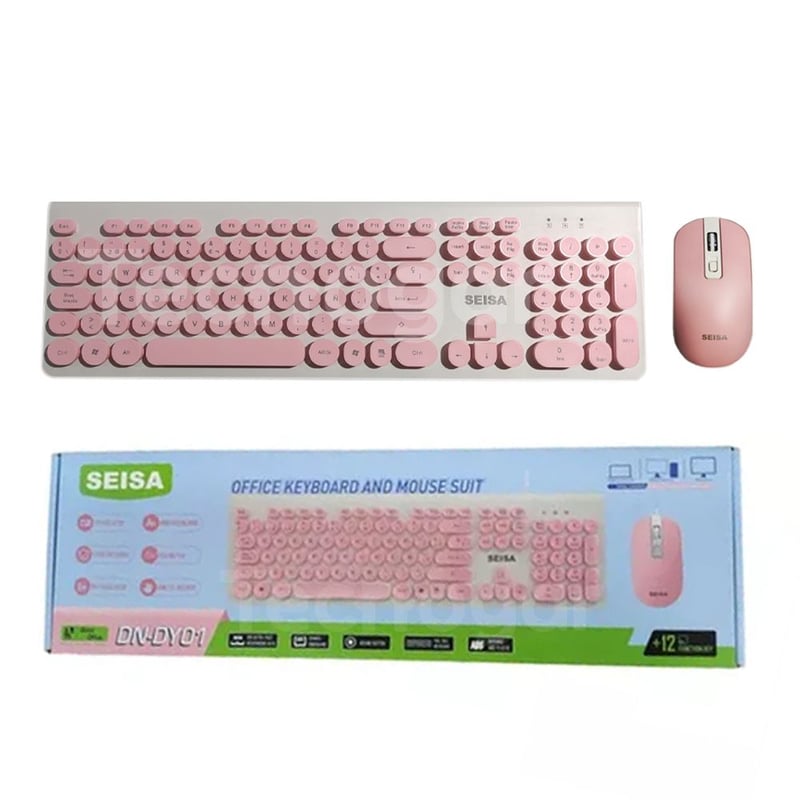 TECLADO Y MOUSE ROSADO CON CABLE USB PARA PC O LAPTOP NOTEBOOK TABLET - 2