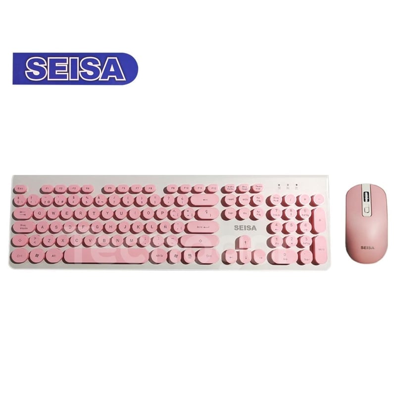 TECLADO Y MOUSE ROSADO CON CABLE USB PARA PC O LAPTOP NOTEBOOK TABLET - 3