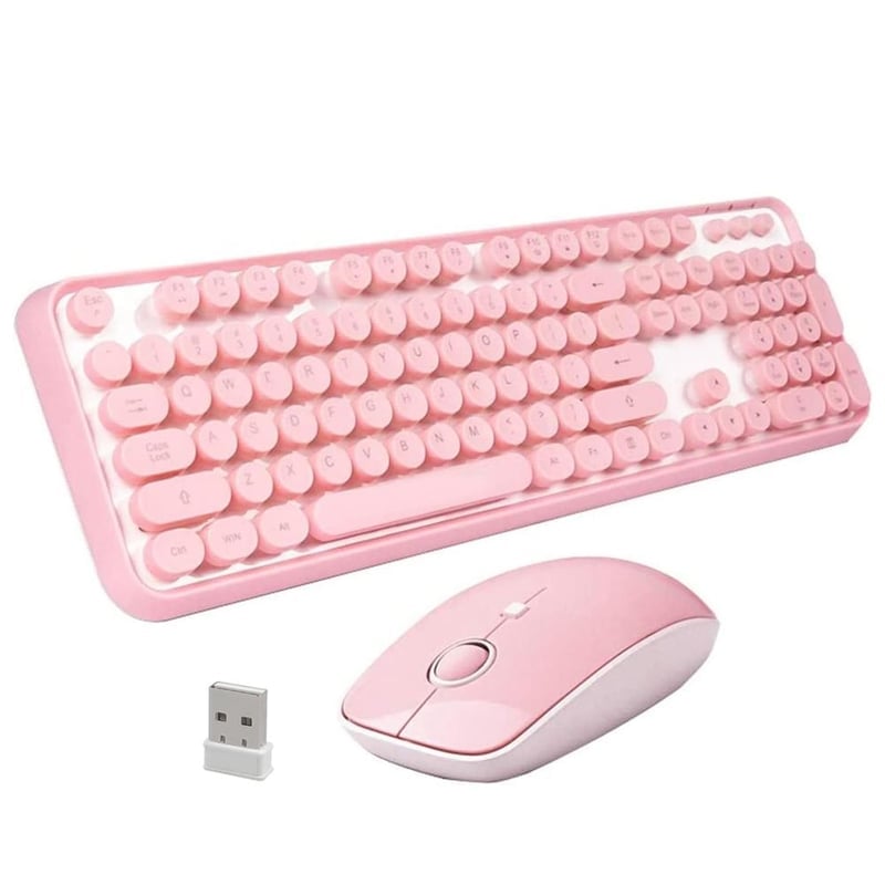 TECLADO Y MOUSE ROSADO CON CABLE USB PARA PC O LAPTOP NOTEBOOK TABLET - 4