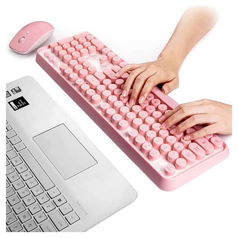 TECLADO Y MOUSE ROSADO CON CABLE USB PARA PC O LAPTOP NOTEBOOK TABLET - 5