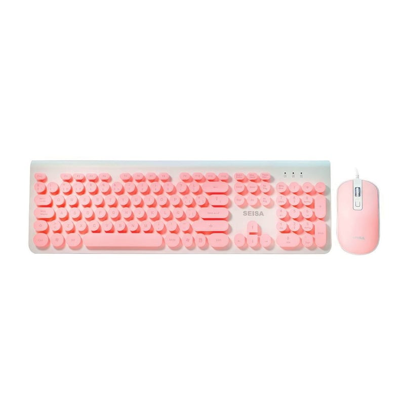 TECLADO Y MOUSE ROSADO CON CABLE USB PARA PC O LAPTOP NOTEBOOK TABLET - 6