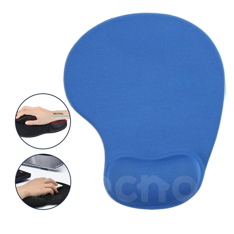 PAD MOUSE ERGONÓMICO CON ALMOHADILLA DE GEL DESCANSA MUÑECAS AZUL - 1