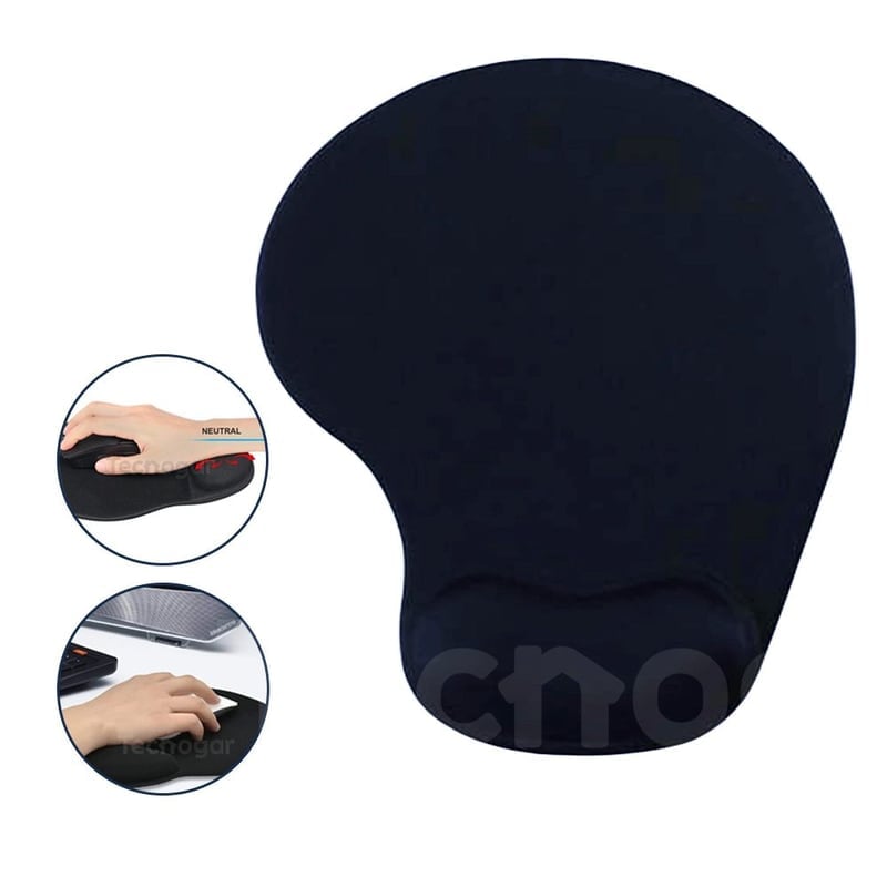 PAD MOUSE ERGONÓMICO CON ALMOHADILLA DE GEL DESCANSA MUÑECAS NEGRO - 1