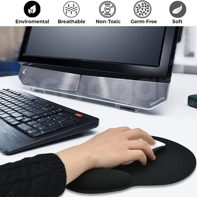 PAD MOUSE ERGONÓMICO CON ALMOHADILLA DE GEL DESCANSA MUÑECAS NEGRO - 2