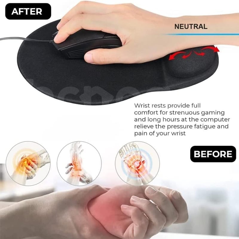 PAD MOUSE ERGONÓMICO CON ALMOHADILLA DE GEL DESCANSA MUÑECAS NEGRO - 3