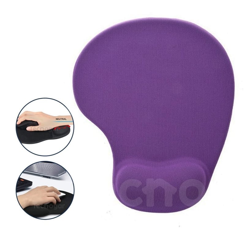 PAD MOUSE ERGONÓMICO CON ALMOHADILLA DE GEL DESCANSA MUÑECAS MORADO - 1