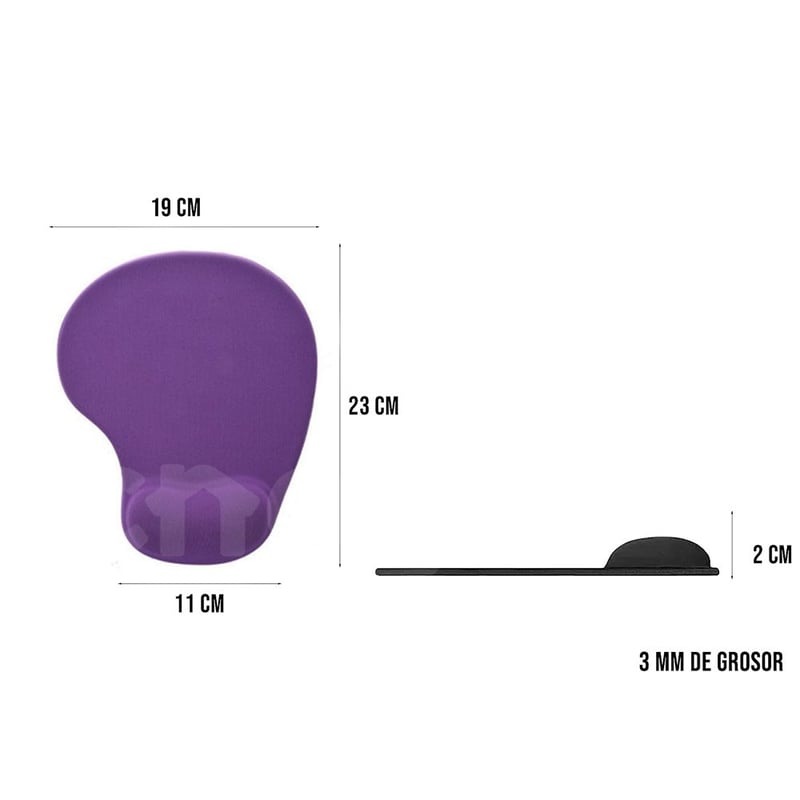 PAD MOUSE ERGONÓMICO CON ALMOHADILLA DE GEL DESCANSA MUÑECAS MORADO - 2