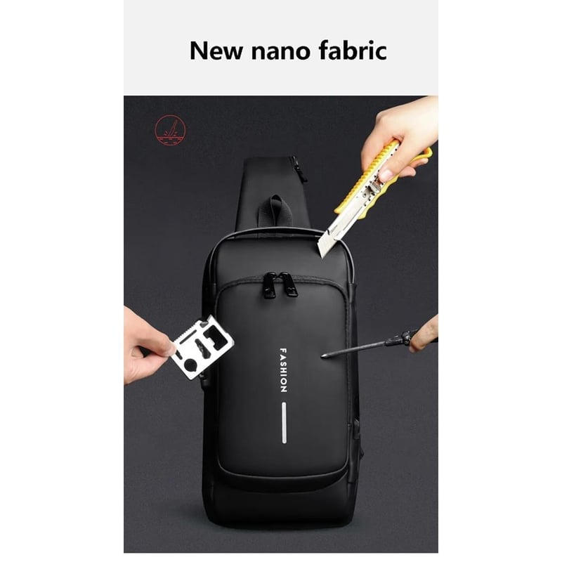 CANGURO RIÑONERA BOLSO DE PECHO ANTIRROBO FARDO IMPERMEABLE CON CLAVE - 6