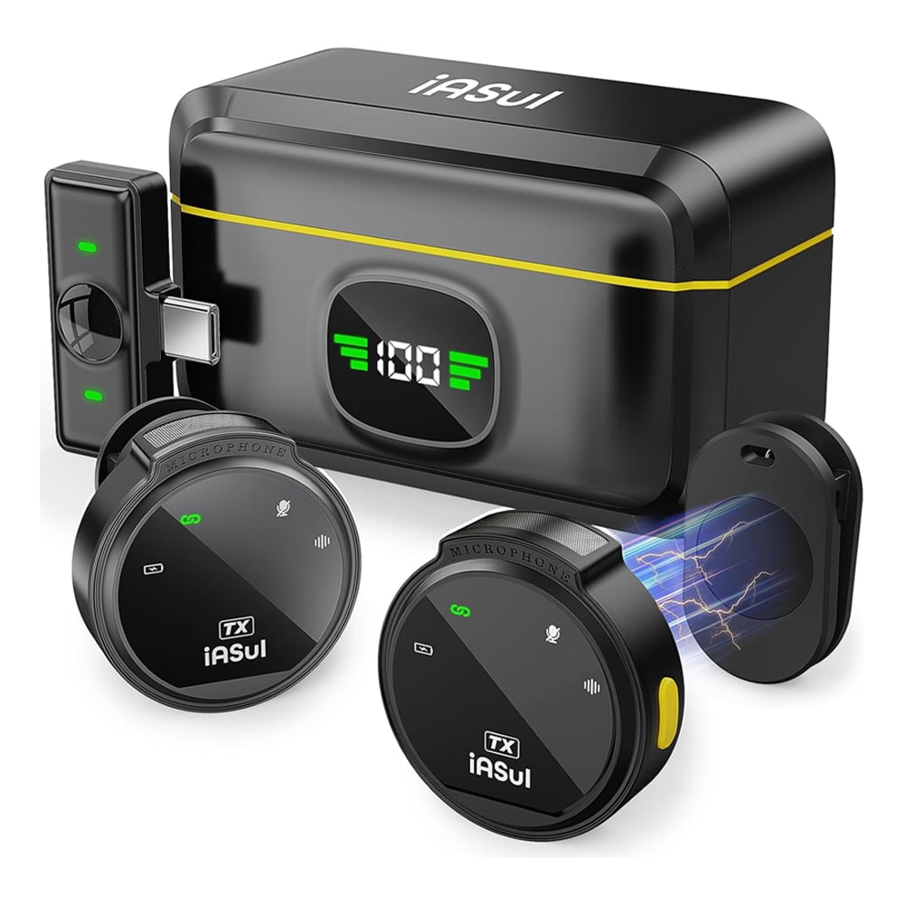 MICRÓFONO INALÁMBRICO CON CARGADOR Y ANC 40 HORAS TIPO C 2 TX + 1 RX - 1