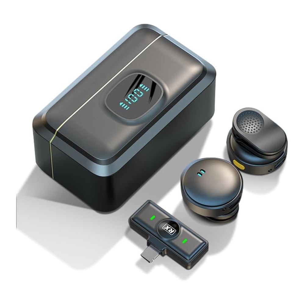 MICRÓFONO INALÁMBRICO CON CARGADOR Y ANC 40 HORAS TIPO C 2 TX + 1 RX - 6