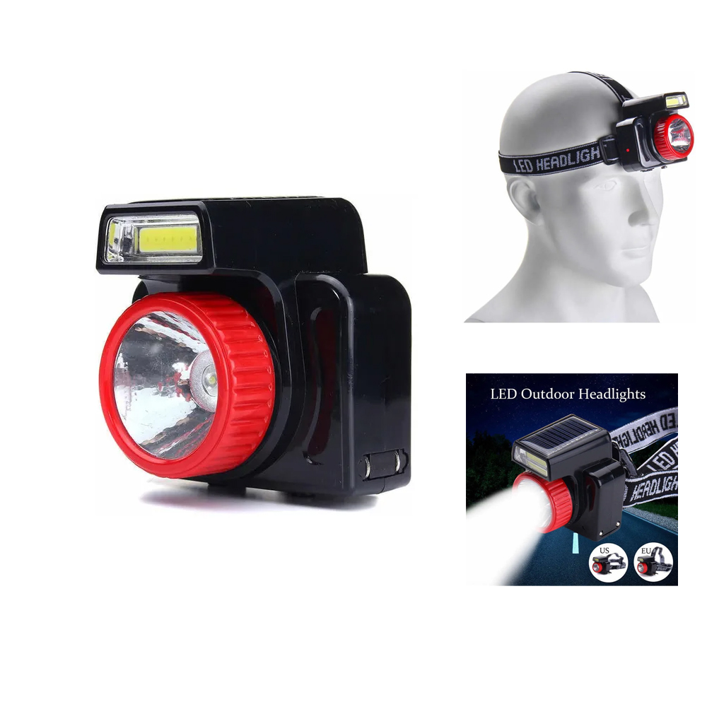 LINTERNA MINERA PARA CABEZA CON PANEL SOLAR DE CARGA PARA CAMPING - 3