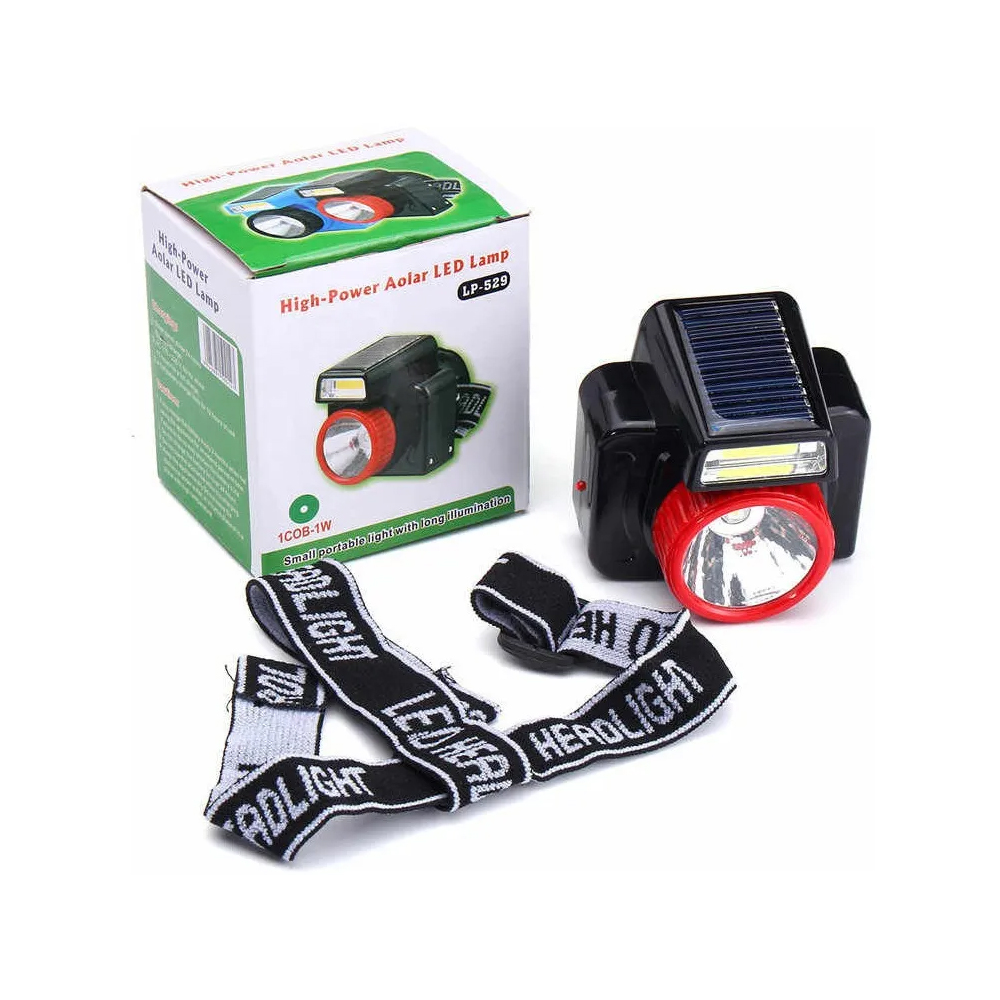 LINTERNA MINERA PARA CABEZA CON PANEL SOLAR DE CARGA PARA CAMPING - 4