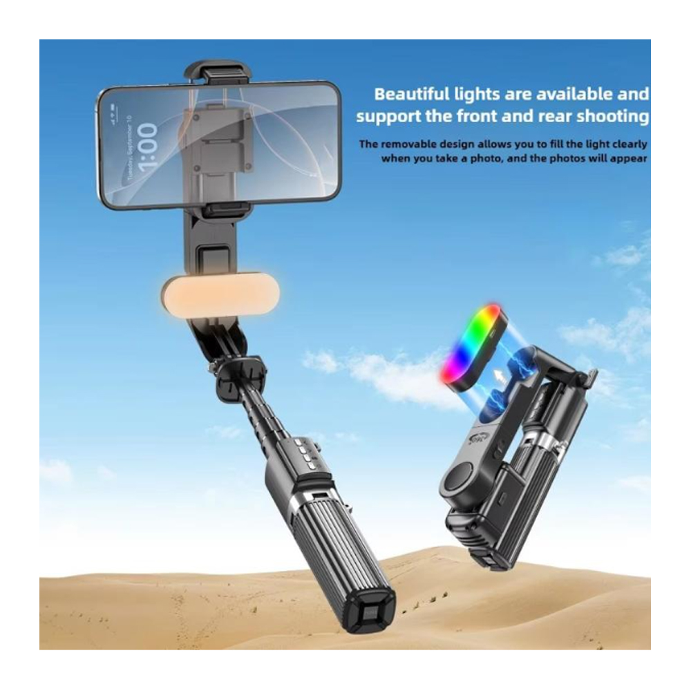 SELFIE STICK ESTABILIZADOR MULTIFUNCIONAL CON CONTROL BLUETOOTH Y LUCES LED RGB 102 CM - 2