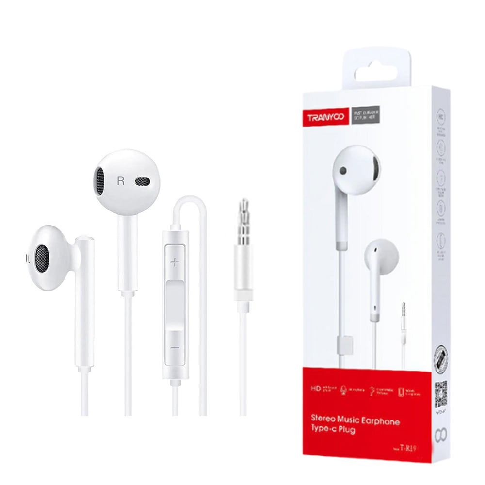 AUDÍFONOS CON CABLE AUX. 3.5 MM IN-EAR PARA CELULAR TABLET SMARTPHONE PC O LAPTOP T-R19 - 2