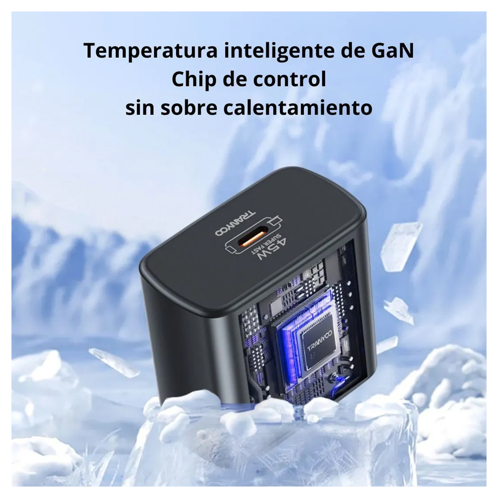 CARGADOR 45W TIPO-C A TIPO-C CARGA SÚPER RÁPIDA TRANYOO T-SA6C - 5