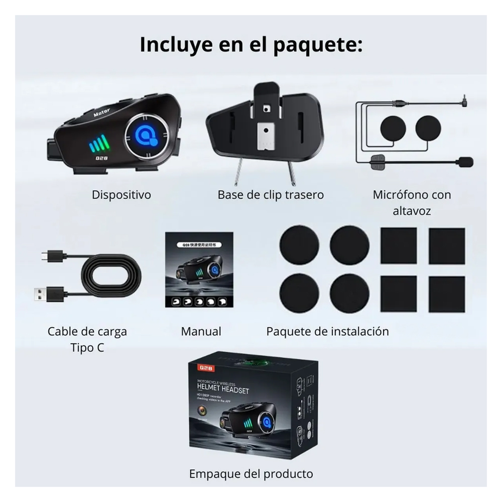 AURICULARES BLUETOOTH 5.3 PARA CASCO DE MOTO CON CÁMARA HD 1080P WIFI IPX6 MT-Q28 - 10