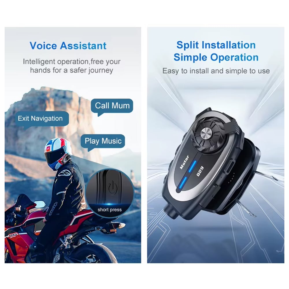 CÁMARA PARA CASCO MOTO BLUETOOTH 5.4 INTERCOMUNICADOR HD 1080P IPX6 - 6