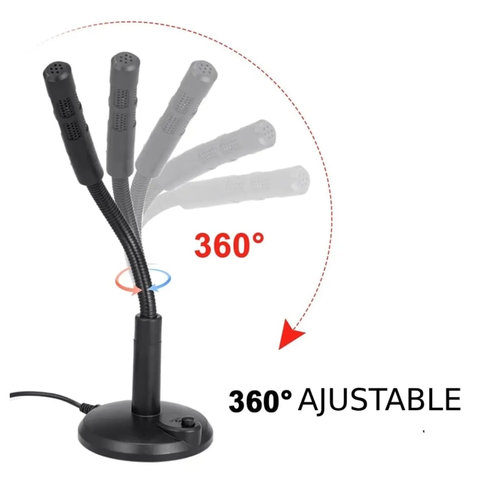 MICRÓFONO FLEXIBLE PARA COMPUTADORA O LAPTOP CON BASE Y MUTE - 5
