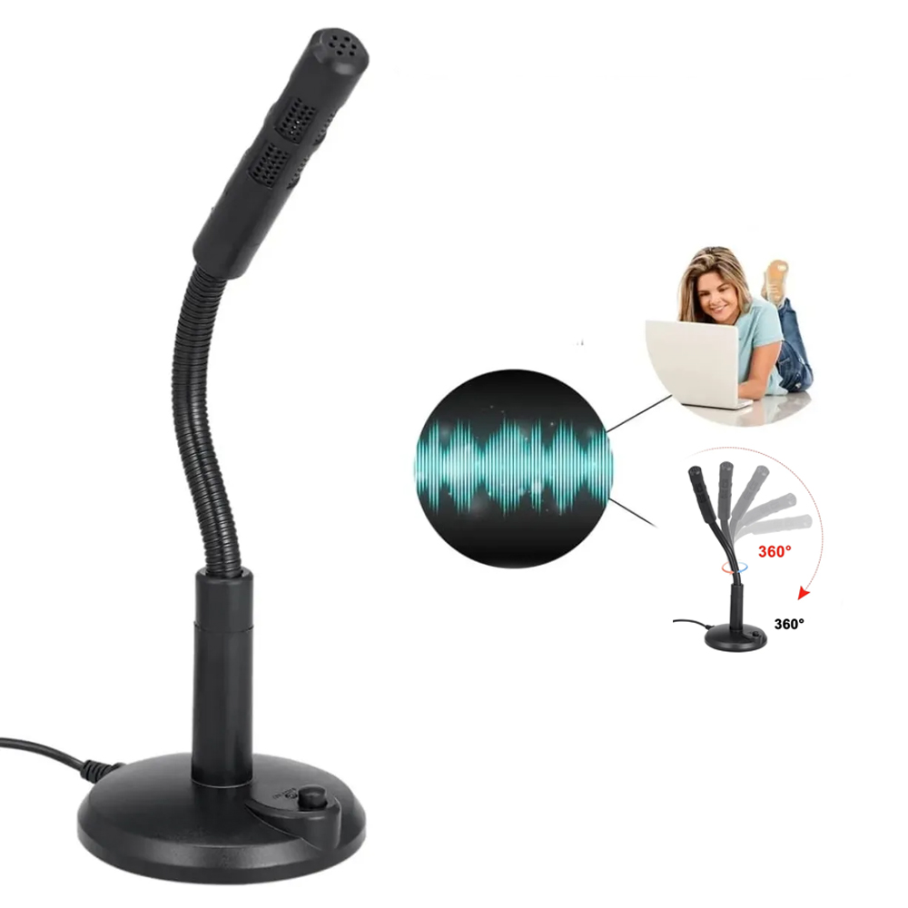 MICRÓFONO FLEXIBLE PARA COMPUTADORA O LAPTOP CON BASE Y MUTE - 7