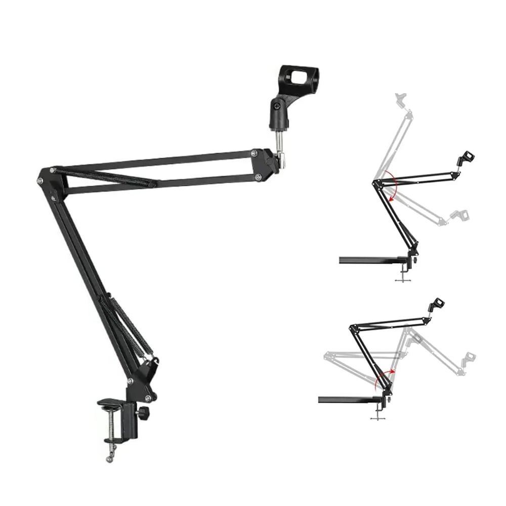 SOPORTE PARA MICRÓFONO DE METAL BRAZO GIRATORIO PLEGABLE 70 CM - 1