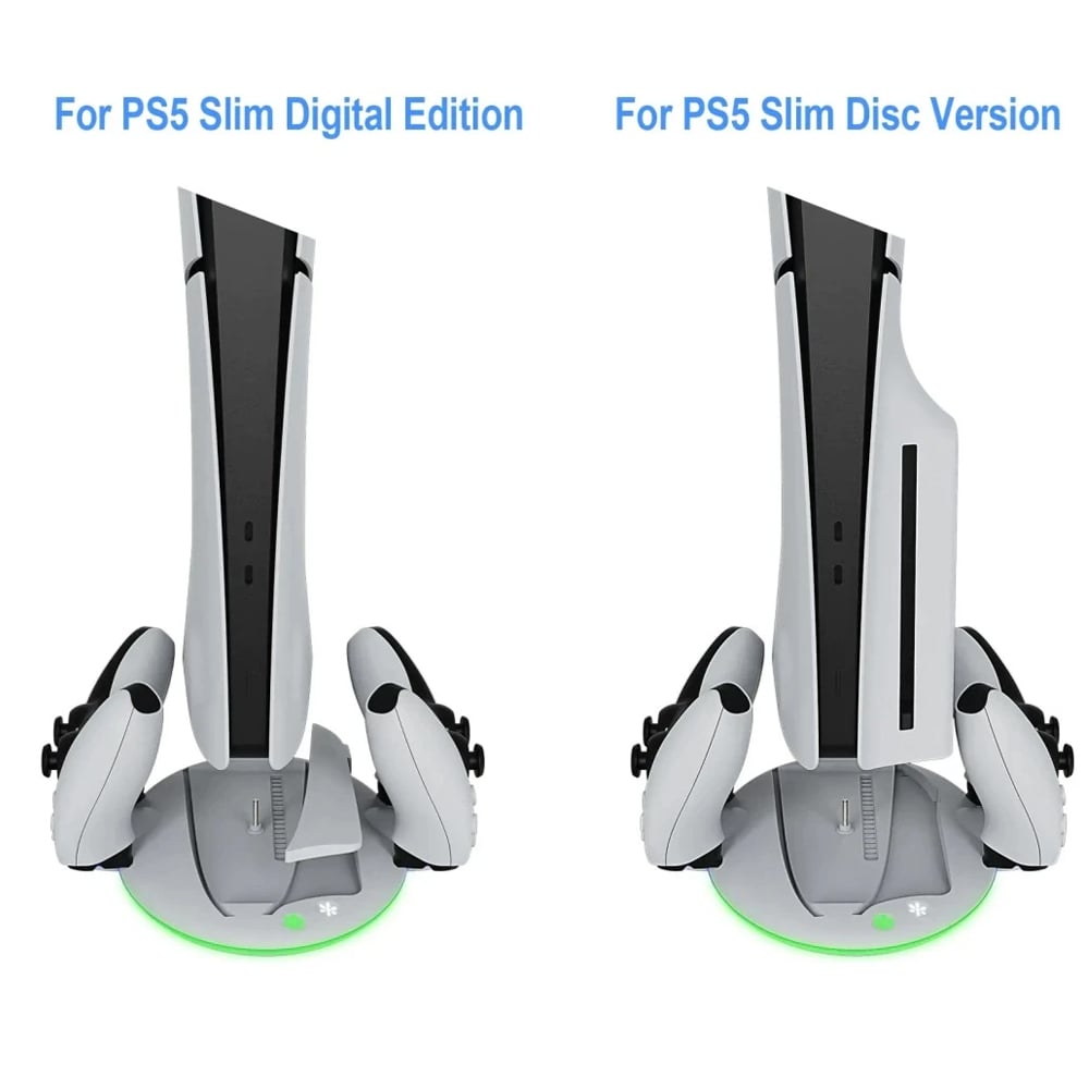 BASE DE CARGA DOBLE SOPORTE DE CONSOLA Y COOLER PARA PLAYSTATION 5 PS5 SLIM CON LUCES - 7