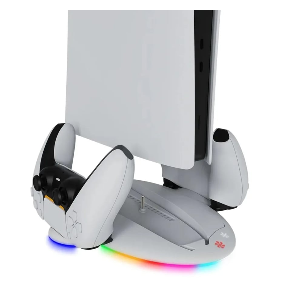 BASE DE CARGA DOBLE SOPORTE DE CONSOLA Y COOLER PARA PLAYSTATION 5 PS5 SLIM CON LUCES - 8